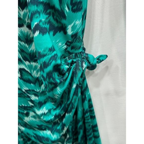 Diane Von Furstenberg Women's Oletta Tiger Faux Wrap Dress Green Black Size 2 - Picture 7 of 12